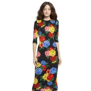 Alice + Olivia Delora Fitted Midi Dress in Camellia Bouquet 2